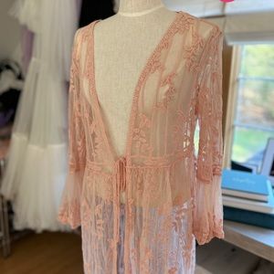 Sheer lace robe